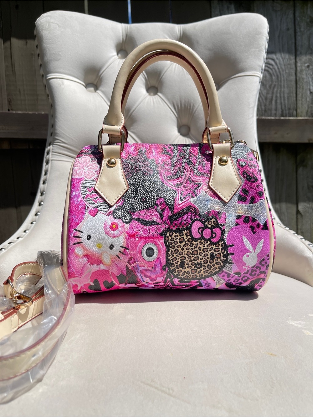 Cute Fashion Pink Boston Bag with Strap